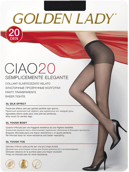 Изображение Колготки 20 ден размер 2 Голден Леди Циао Неро Единая Европа Элит м/у, 1 шт