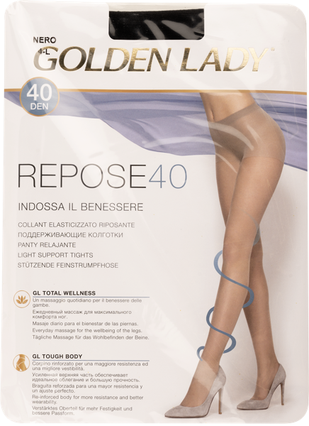 Изображение Колготки 40 ден размер 4 Голден Леди Репосе Неро Единая Европа Элит м/у, 1 шт