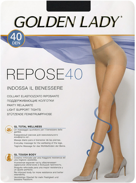 Изображение Колготки 40 ден размер 2 Голден Леди Репосе Неро Единая Европа Элит м/у, 1 шт