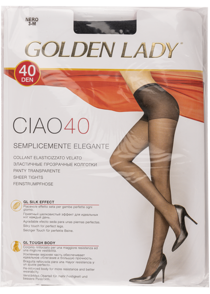 Изображение Колготки 40 ден размер 3 Голден Леди Циао Неро Единая Европа Элит м/у, 1 шт