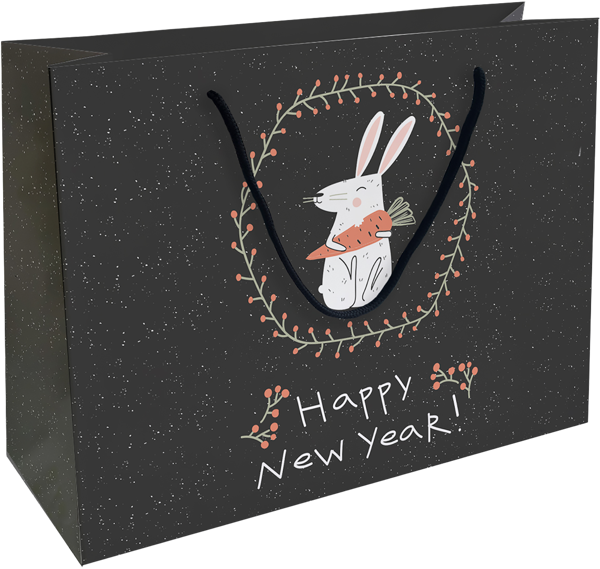 Изображение Пакет 36*26см подарочный Би Смарт кролик на черном Иу Антэнг Пэкэджинг , 1 шт