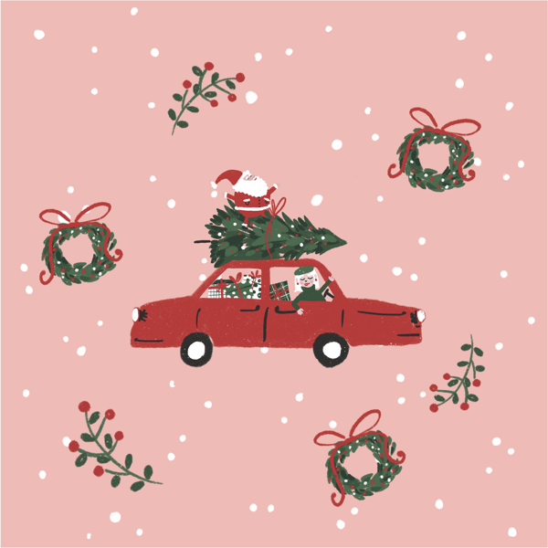 Изображение Бумага 70*100см упаковочная Би Смарт санта на машине Созидание м/у, 1 шт