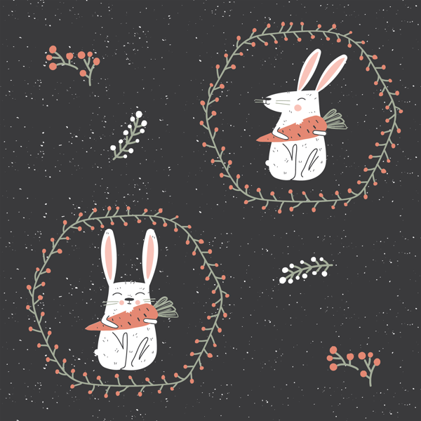 Изображение Бумага 70*100см упаковочная Би Смарт кролик на черном Созидание м/у, 1 шт