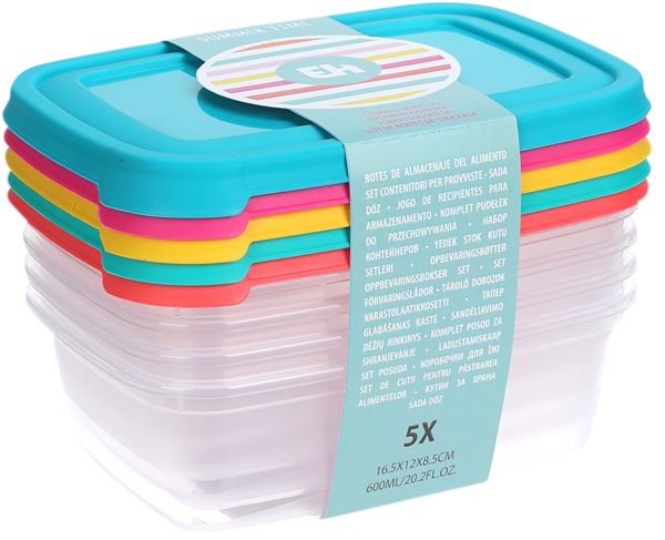 Изображение Контейнер 600мл пластик Купман с цветной крышкой Купман Интернэшнл , 5 шт
