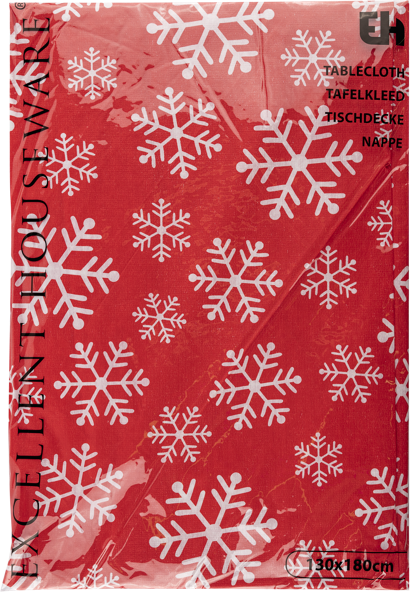 Изображение Скатерть 130*180см фланелевая Купман снежинки красная Купман Интернэшнл м/у, 1 шт