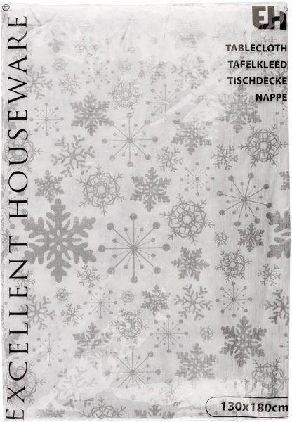 Изображение Скатерть 130*180см фланелевая Купман снежинки кремовая белая Купман Интернэшнл м/у, 1 шт