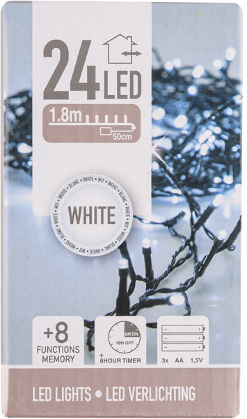 Изображение Электрогирлянда 1,8м Купман 24 белых ЛЕД ламп уличная Купман Интернэшнл к/у, 1 шт