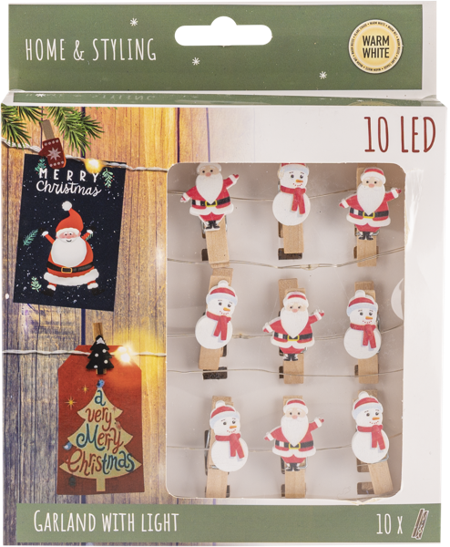 Изображение Электрогирлянда 30см на батарейках Купман на прищепках 20 теплых ЛЕ Купман Интернэшнл п/у, 1 шт