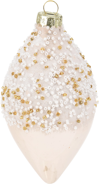 Изображение Елочное украшение 8см стекло Купман бело-золотое с бисером Купман Интернэшнл , 1 шт