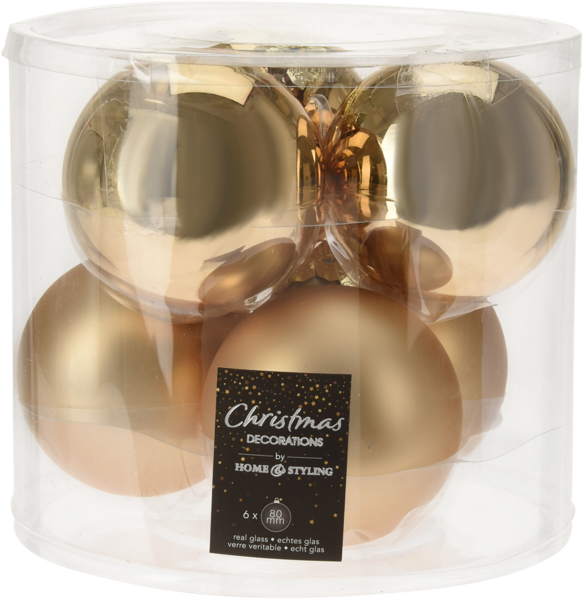 Изображение Шар 8см стекло Купман золотой глянцевый матовый Купман Интернэшнл п/у, 6 шт