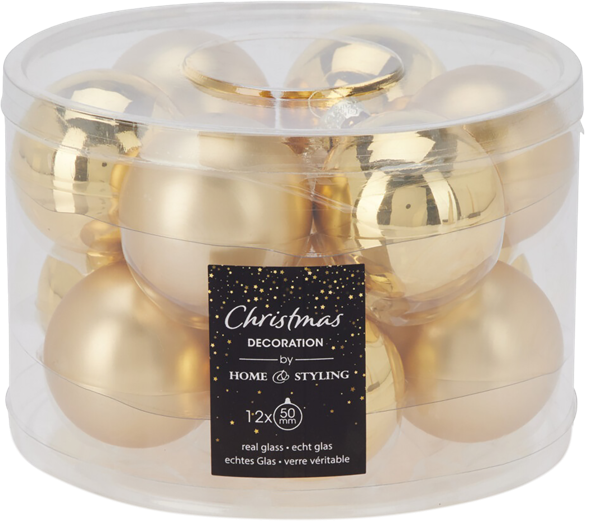 Изображение Шар 5см стекло Купман золотистый матовый глянц Купман Интернэшнл п/у, 12 шт