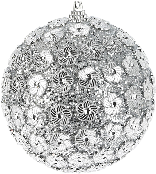 Изображение Елочное украшение 12см пластик Купман пайетки цветочные серебро Купман Интернэшнл , 1 шт