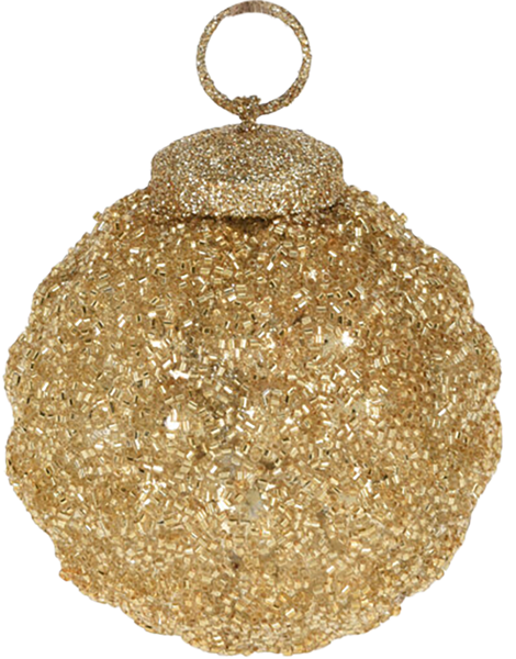 Изображение Шар 8см стекло Купман золотой с бисером Купман Интернэшнл к/у, 1 шт