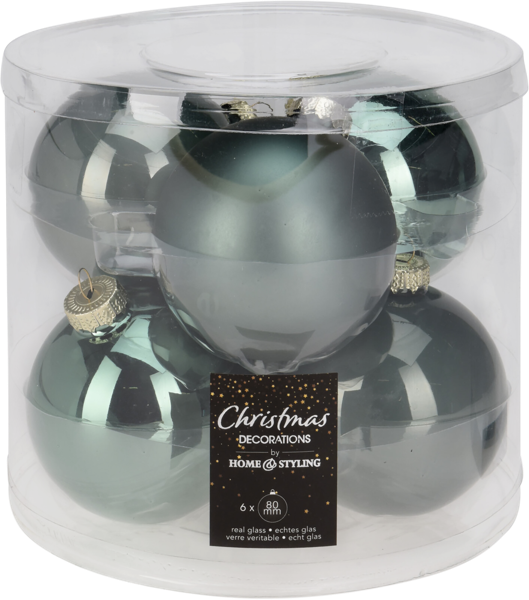 Изображение Шар 8см стекло Купман зеленый глянцевый матовый Купман Интернэшнл п/у, 6 шт