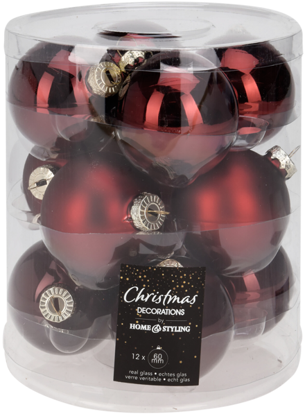 Изображение Шар 6см стекло Купман бордо матовый глянцевый Купман Интернэшнл п/у, 12 шт
