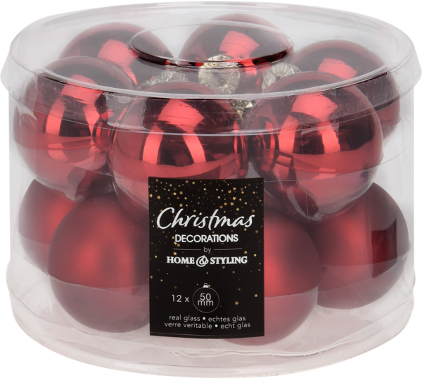 Изображение Шар 5см стекло Купман красный матовый глянцевый Купман Интернэшнл п/у, 12 шт