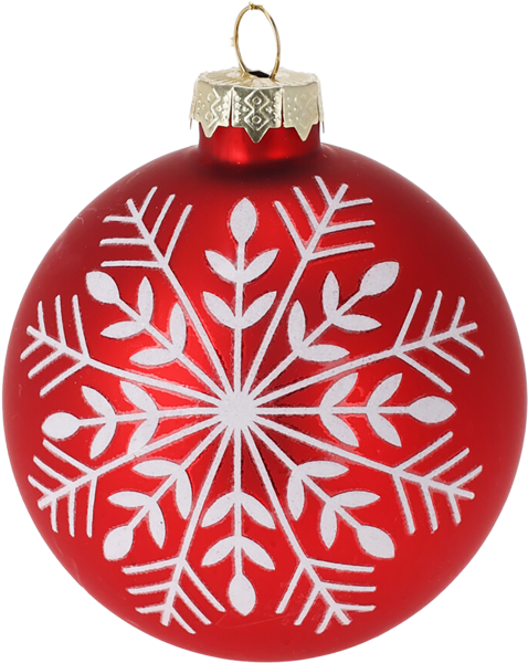 Изображение Шар 8см стекло Купман снежинка белый красный Купман Интернэшнл , 1 шт