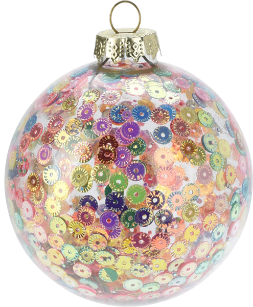 Изображение Шар 8см стекло Купман прозрачный с пайетками Купман Интернэшнл , 1 шт