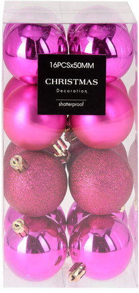 Изображение Шар 5см пластик Купман фуксия глянцевый матовый Купман Интернэшнл п/у, 16 шт