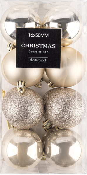 Изображение Шар 5см пластик Купман шампань глянцевый матовый Купман Интернэшнл п/у, 16 шт