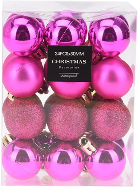 Изображение Шар 3см пластик Купман фуксия глянцевый матовый Купман Интернэшнл п/у, 24 шт