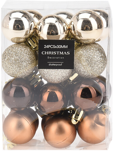 Изображение Шар 3см пластик Купман шампань глянцевый матовый Купман Интернэшнл п/у, 24 шт