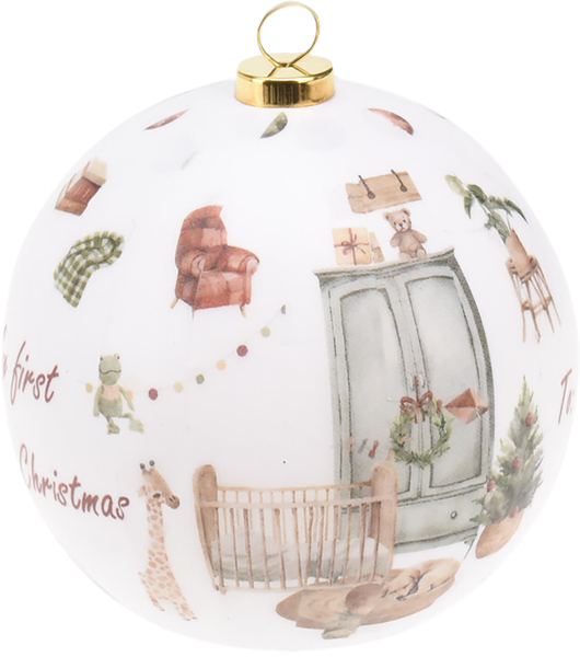 Изображение Шар 8см пластик Купман первое Рождество кремовый Купман Интернэшнл , 1 шт