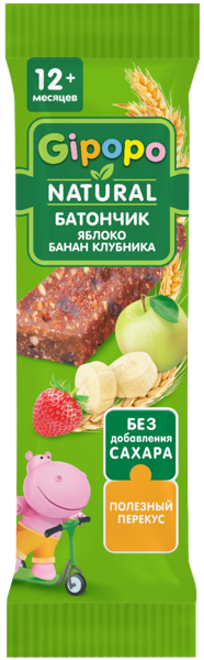 Изображение Батончик с 12 мес злаковый Гипопо яблоко банан клубника Алтай м/у, 20 г