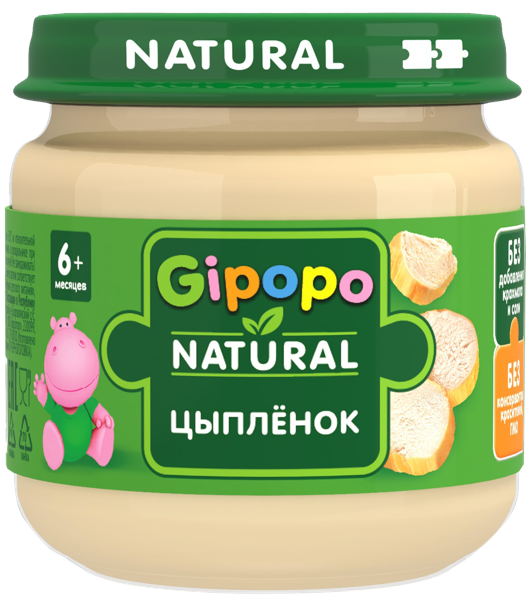 Изображение Пюре мясное с 6 мес Гипопо цыпленок Иваново с/б, 80 г