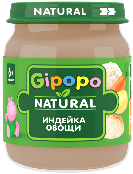 Изображение Пюре с 6 мес Гипопо индейка овощи Иваново с/б, 100 г