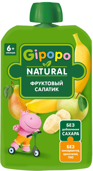 Изображение Пюре с 6 мес Гипопо яблоко груша банан Иваново пауч, 90 г