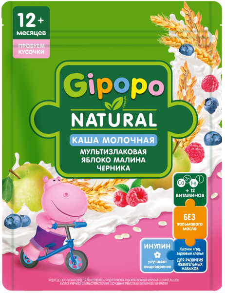 Изображение Каша с 12 мес молочная Гипопо мультизлак ябл мал черн Георгиевск м/у, 200 г