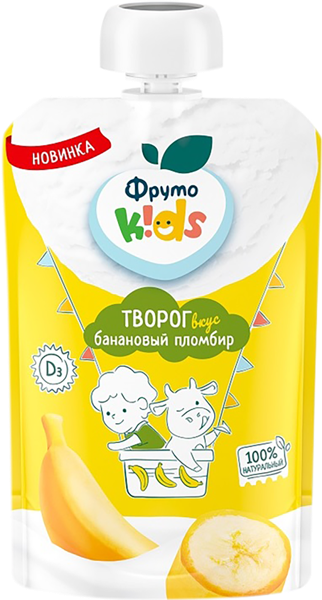 Изображение Творог 4,2% с 6 мес Фрутокидс банановый пломбир Прогресс АО м/у, 90 г