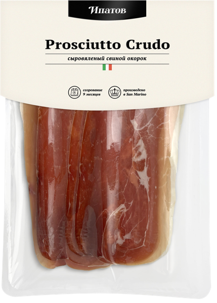 Изображение Мясо свиное с/в нарезка Ипатов прошутто крудо Таганский мясокомбинат защит атм, 70 г