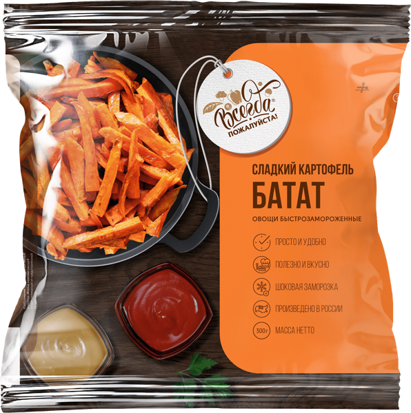 Изображение Корнеплод замороженный Всегда пожалуйста батат Эко Ресурс м/у, 300 г