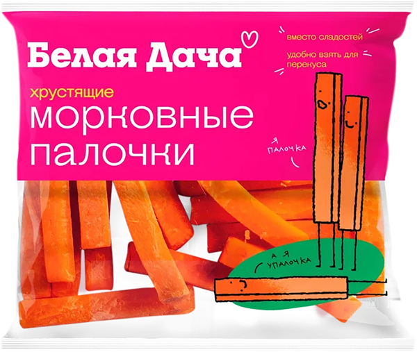 Изображение Корнеплод очищенные Морковные палочки Белая дача м/у, 80 г