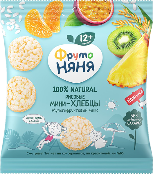 Изображение Хлебцы с 12 мес рисовые Фрутоняня мультифруктовый микс Прогресс м/у, 30 г