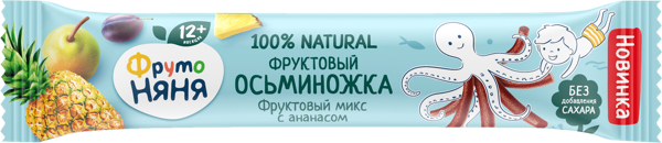 Изображение Фруктовые кусочки с 12 мес Фрутоняня Осьминожка фруктовый мик Прогресс м/у, 16 г