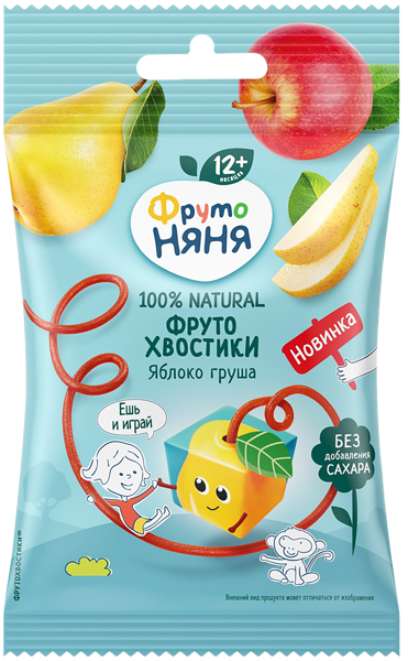 Изображение Фруктовые кусочки с 12 мес Фрутоняня Хвостики яблоко груша Прогресс м/у, 15 г