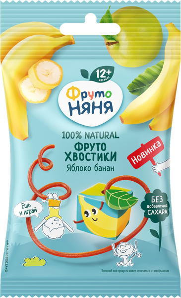 Изображение Фруктовые кусочки с 12 мес Фрутоняня хвостики яблоко банан Прогресс м/у, 15 г