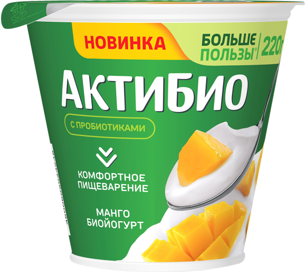Изображение Биойогурт 3% Актибио манго Эйч энд Эн п/б, 220 г