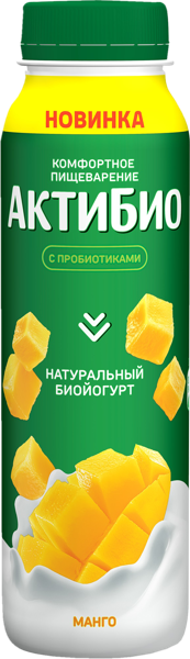 Изображение Биойогурт 1,5% питьевой Актибио манго Эйч энд Эн п/б, 260 мл