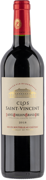 Изображение Вино красное сухое стиль №3 Мерло купаж Сент-Эмильон Шато Кло Сан-Винсент 2018 Сан-Винсент с/б, 0,75