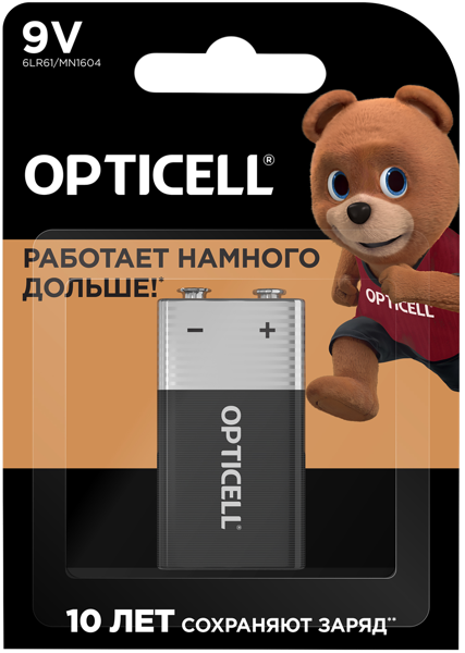 Изображение Батарейка 6ЛР61 9 вольт Оптиселл бэйсик Оптиселл к/у, 1 шт
