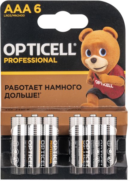 Изображение Батарейка ААА ЛР03 1,5 вольт Оптиселл профешнл Оптиселл к/у, 6 шт