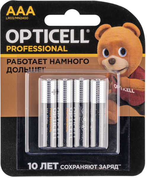 Изображение Батарейка ААА ЛР03 1,5 вольт Оптиселл профешнл Оптиселл к/у, 4 шт