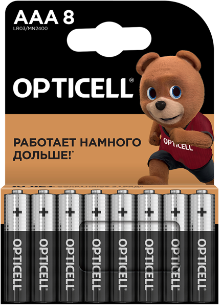 Изображение Батарейка ААА ЛР03 1,5 вольт Оптиселл бэйсик Оптиселл к/у, 8 шт