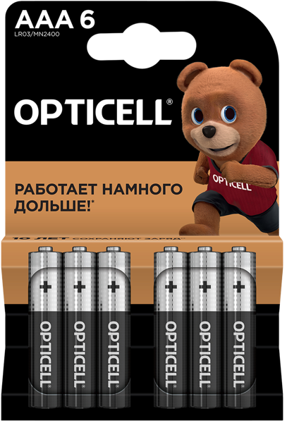 Изображение Батарейка ААА ЛР03 1,5 вольт Оптиселл бэйсик Оптиселл к/у, 6 шт