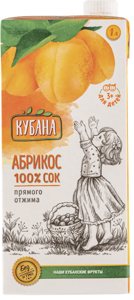 Изображение Сок прямой отжим Кубана абрикос Кубснаб т/п, 1 л