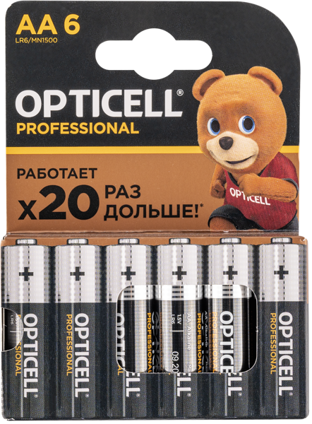 Изображение Батарейка АА ЛР06 1,5 вольт Оптиселл профешнл Оптиселл к/у, 6 шт
